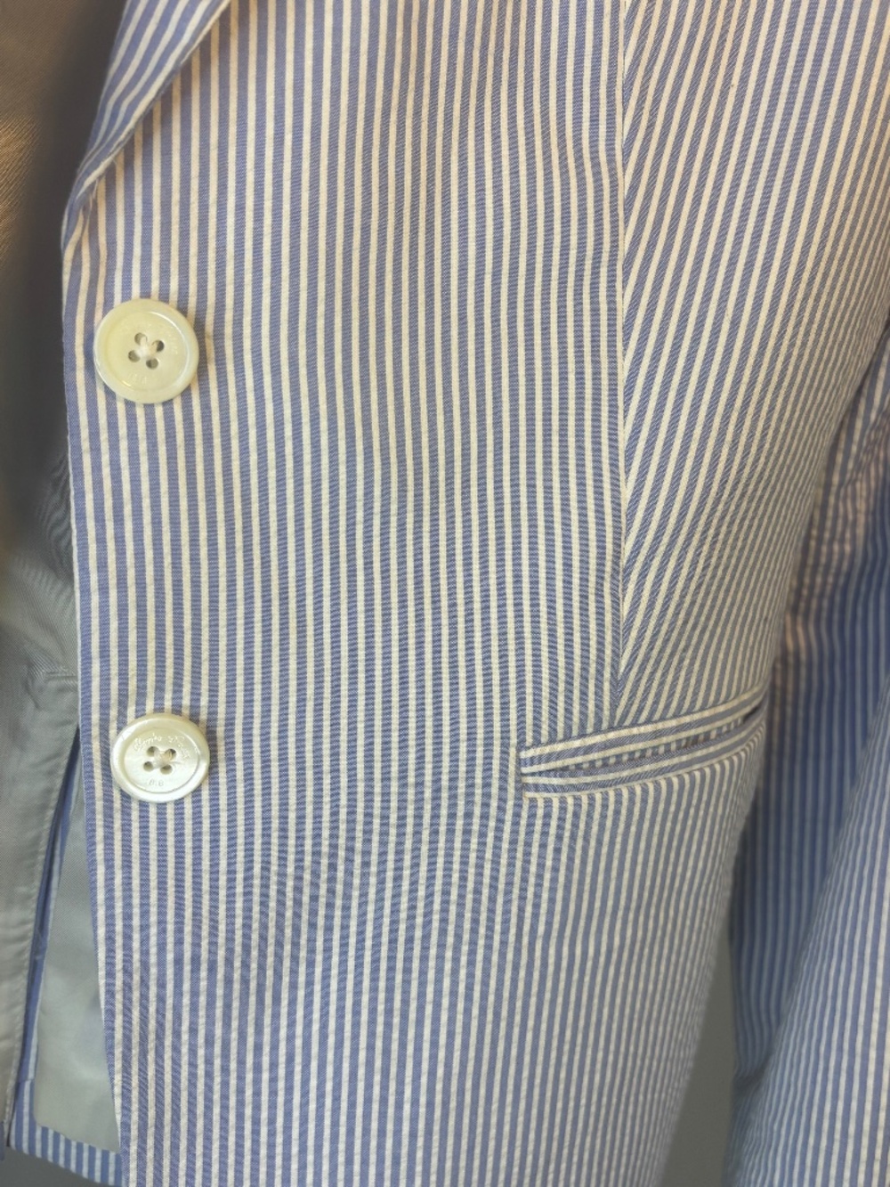 Brooks Brothers Blue White Seersucker Blazer 6P Petite Preppy Chic Summer Jacket - Picture 3 of 7